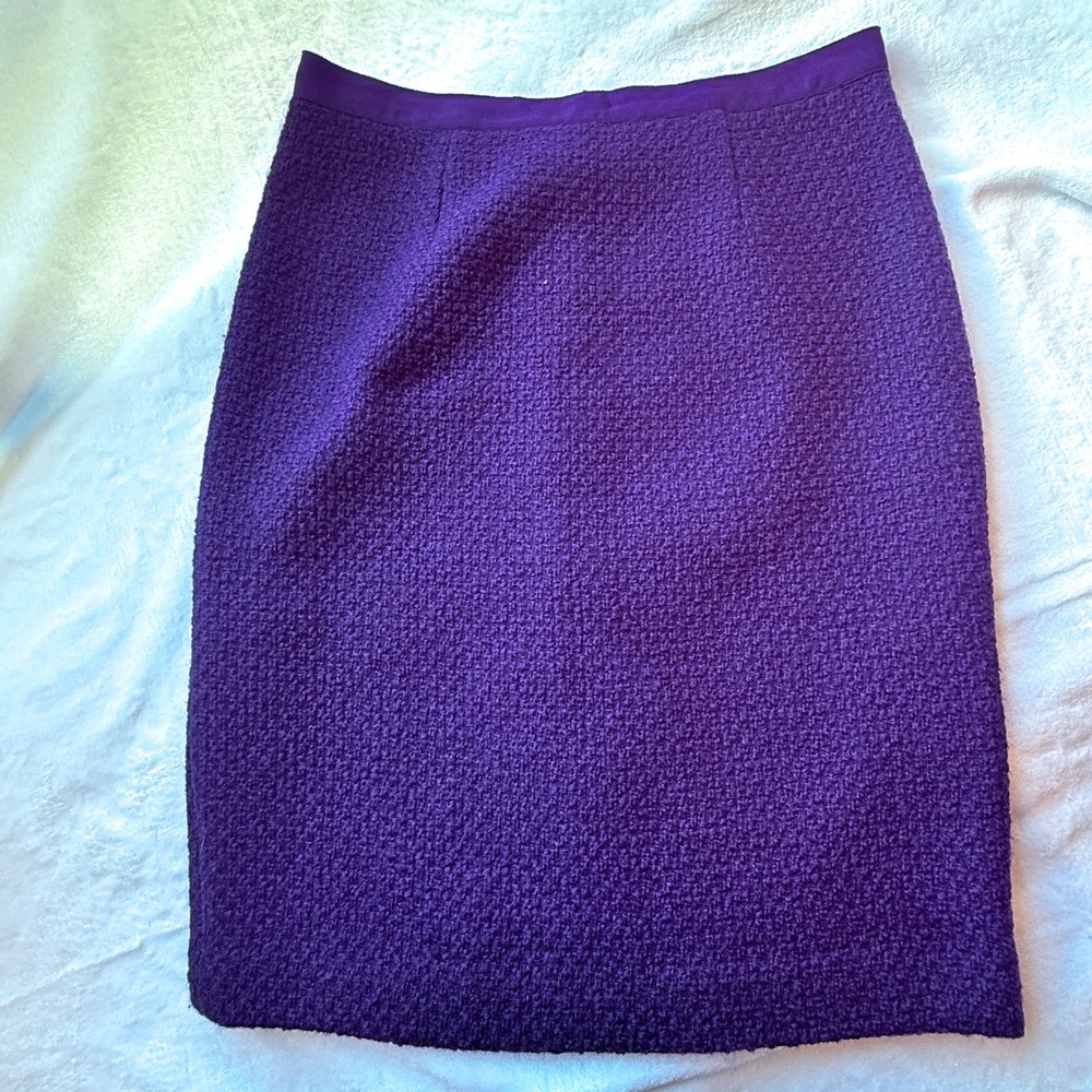 Boden Purple Wool Blend Tweed Pencil Skirt Womens US 6R W6419